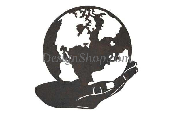 Hand Holding Earth Wall Art Dxf File For Cnc