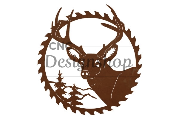 Saw Blade & Deer Metal Wall Art - DXF File for CNC