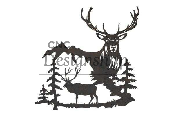Elk Stock Art - DXF File for CNC