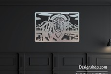 Bison in Mountain Wall Art